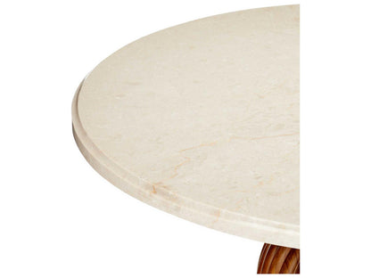 Currey and Company Tassel Round Entry Table in Morel Brown Wood and Marble