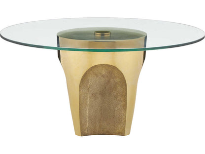 Currey and Company Lemy Round Coffee Table in Polished Brass with Tempered Glass