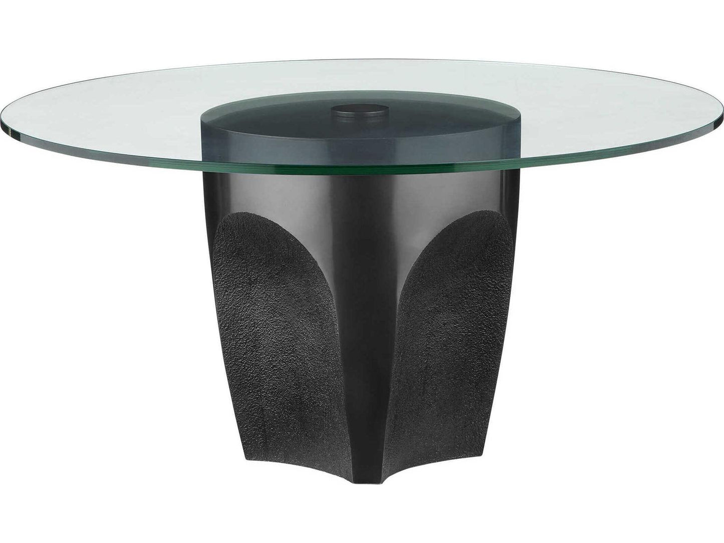 Currey and Company Lemy Round Coffee Table Black Stainless Steel and Clear Glass