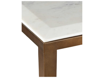 Currey and Company Oblique Marble Console Table in Natural and Antique Brass