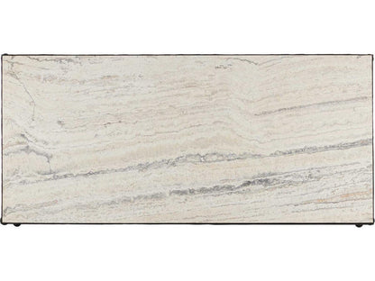 Currey and Company Agora Rectangle Coffee Table White Travertine Rustic Bronze