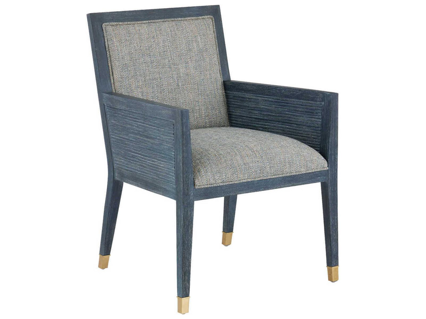 Currey and Company Santos Upholstered Accent Armchair with Rattan and Brass