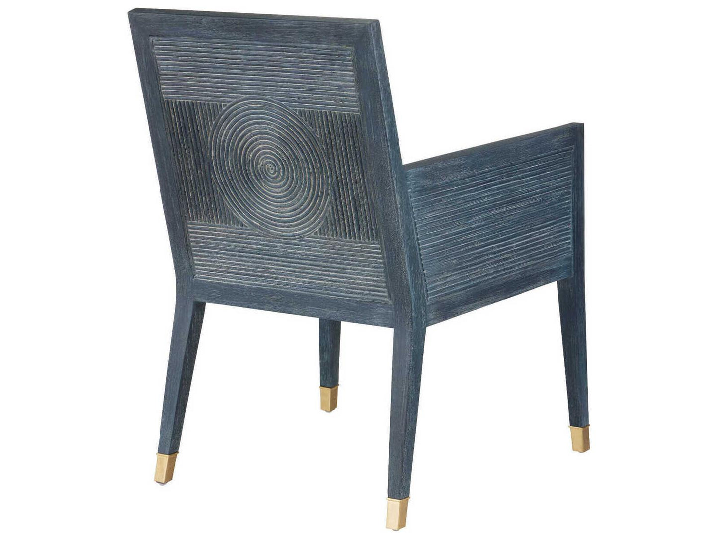 Currey and Company Santos Upholstered Accent Armchair with Rattan and Brass