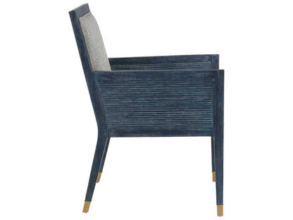 Currey and Company Santos Upholstered Accent Armchair with Rattan and Brass