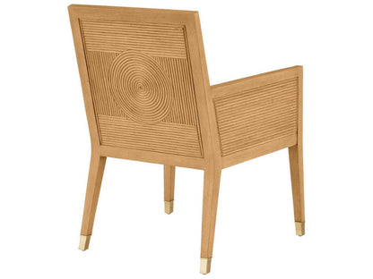 Currey and Company Santos Upholstered Accent Armchair Sea Sand Rattan and Brass