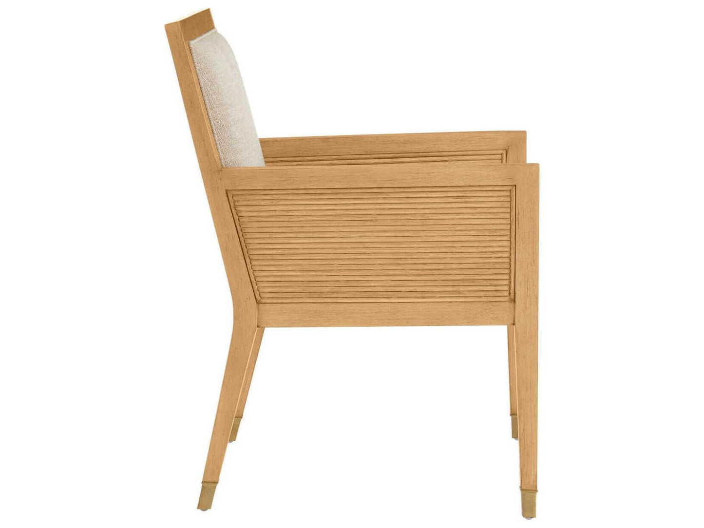 Currey and Company Santos Upholstered Accent Armchair Sea Sand Rattan and Brass