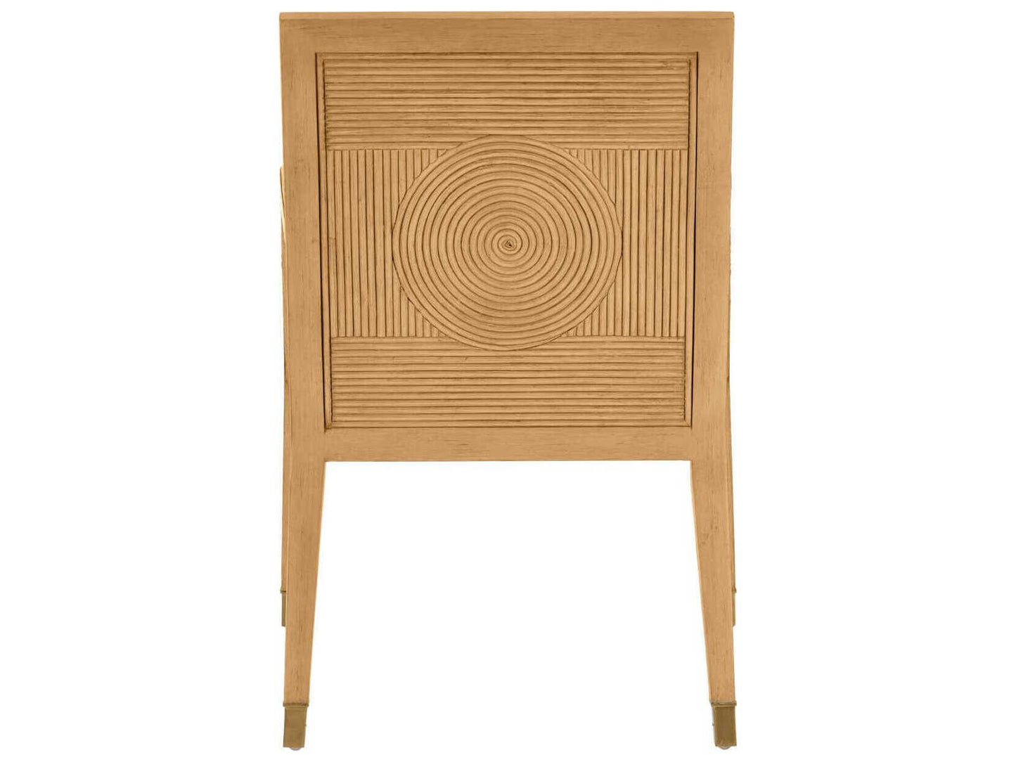 Currey and Company Santos Upholstered Accent Armchair Sea Sand Rattan and Brass