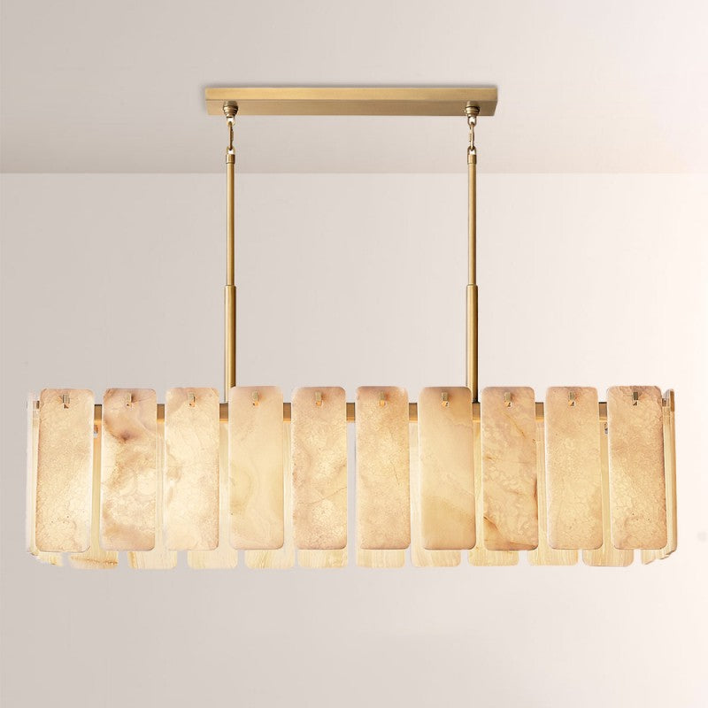 Belamet Alabaster Rectangular Chandelier 60"L