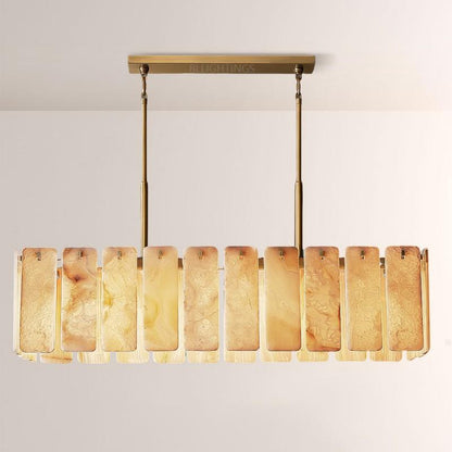 Belamet Alabaster Rectangular Chandelier 60"L
