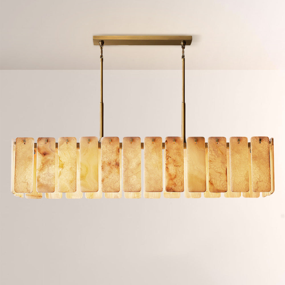 Belamet Alabaster Rectangular Chandelier 72"L