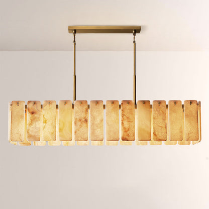 Belamet Alabaster Rectangular Chandelier 72"L