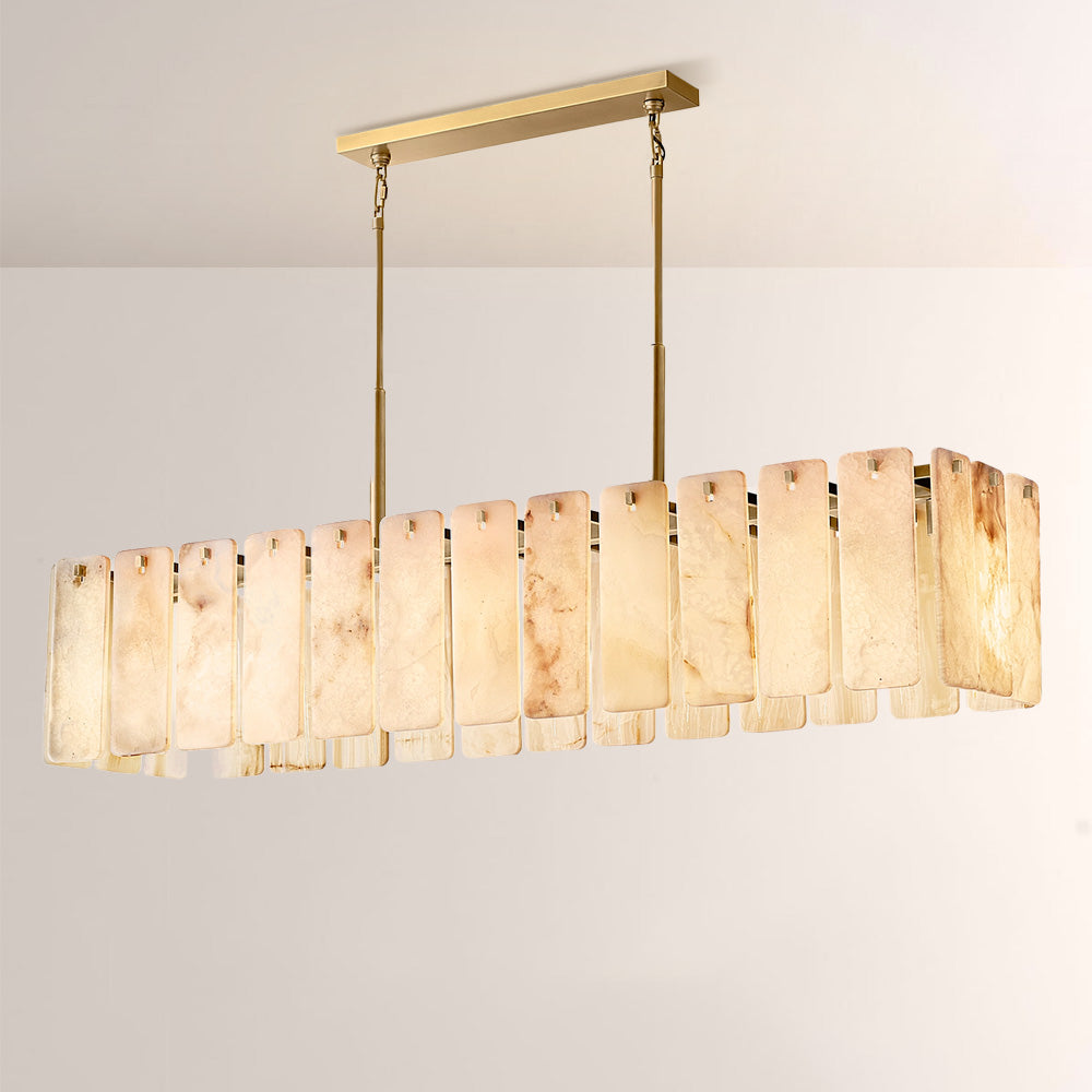 Belamet Alabaster Rectangular Chandelier 72"L