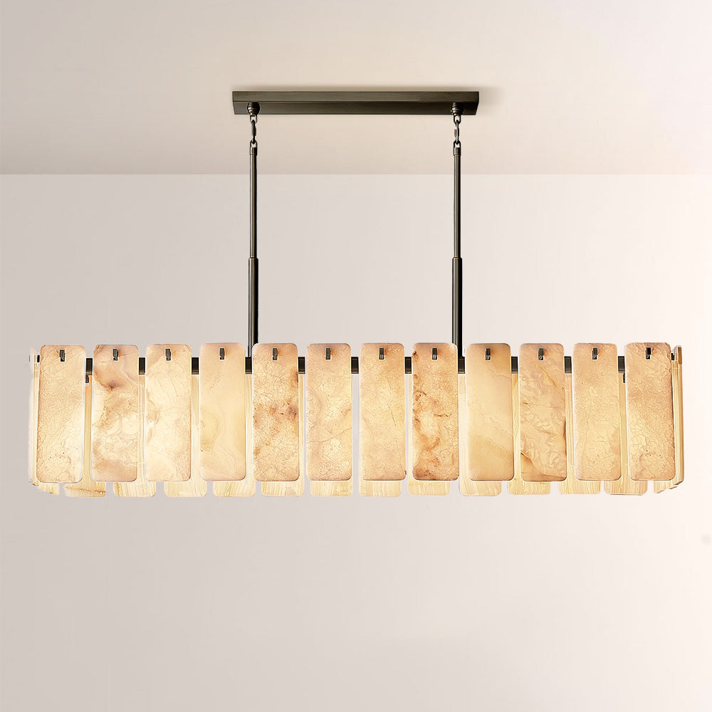 Belamet Alabaster Rectangular Chandelier 72"L