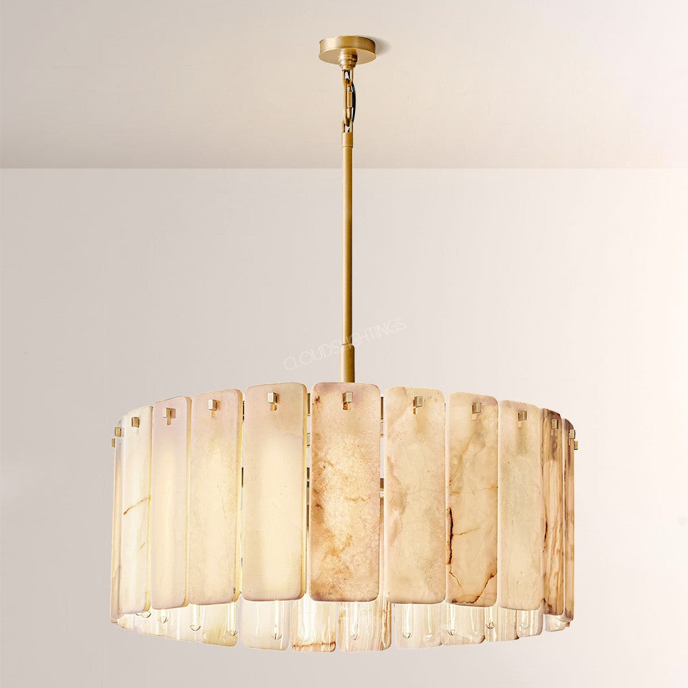 Belamet Alabaster  Round Chandelier 36"D