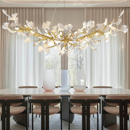 Ceramic Ginkgo Golden Chandelier 55"L