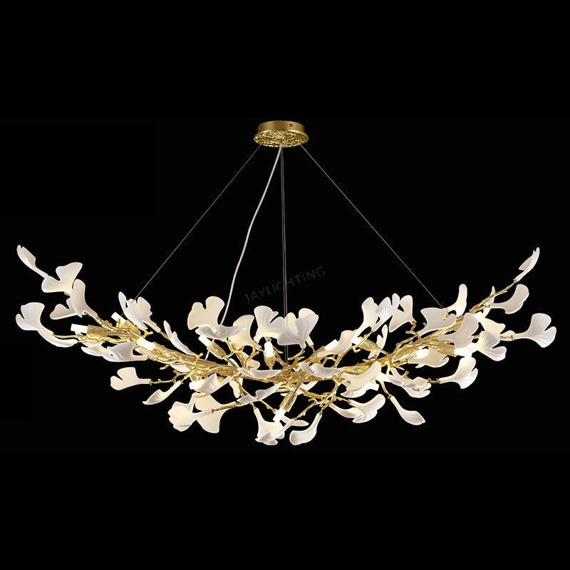 Ceramic Ginkgo Golden Chandelier 55"L