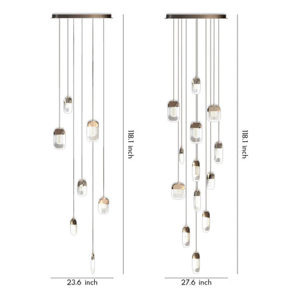 Chandelier for Staircase Full Copper Luxury Crystal Ceiling Light