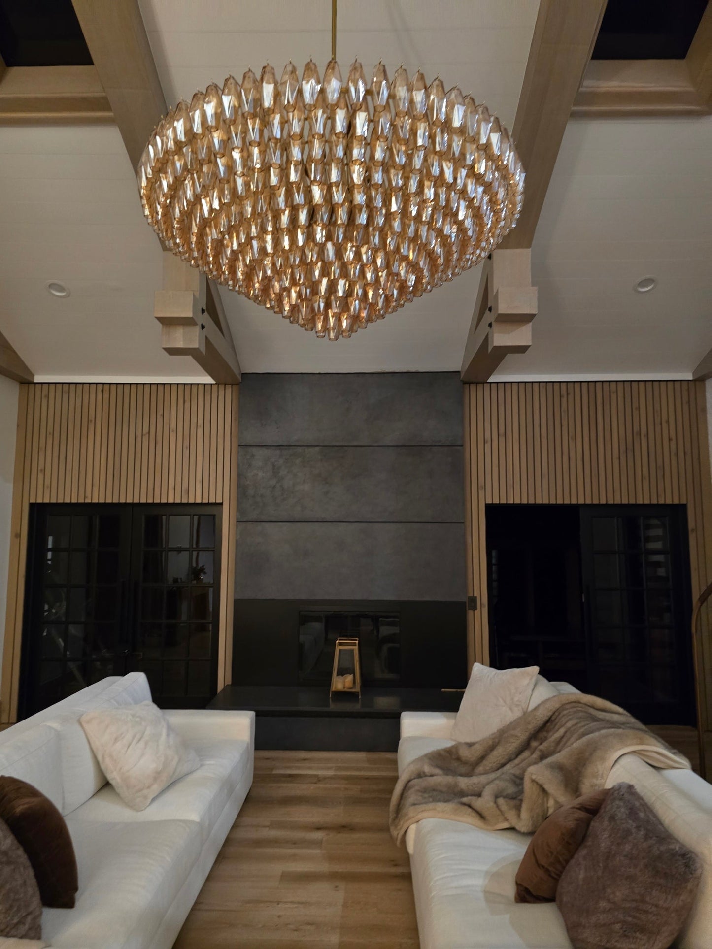 Tarin Smoke Glass Tiered Round Chandelier 62"