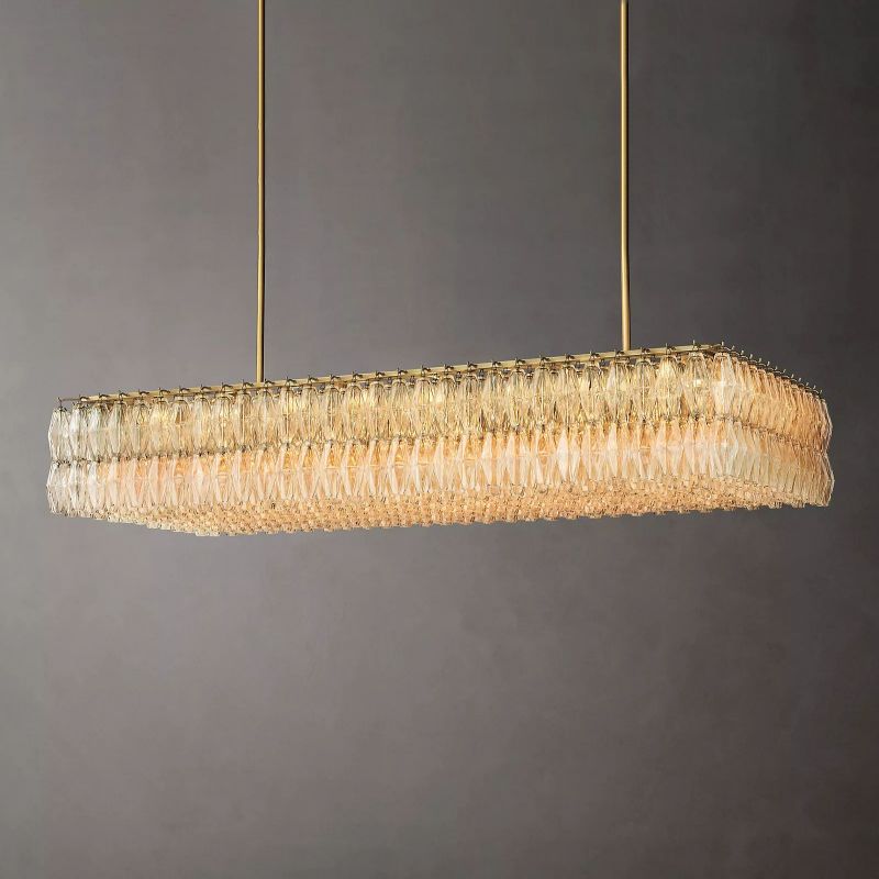 Tarin Clear Glass Rectangular Chandelier 74"