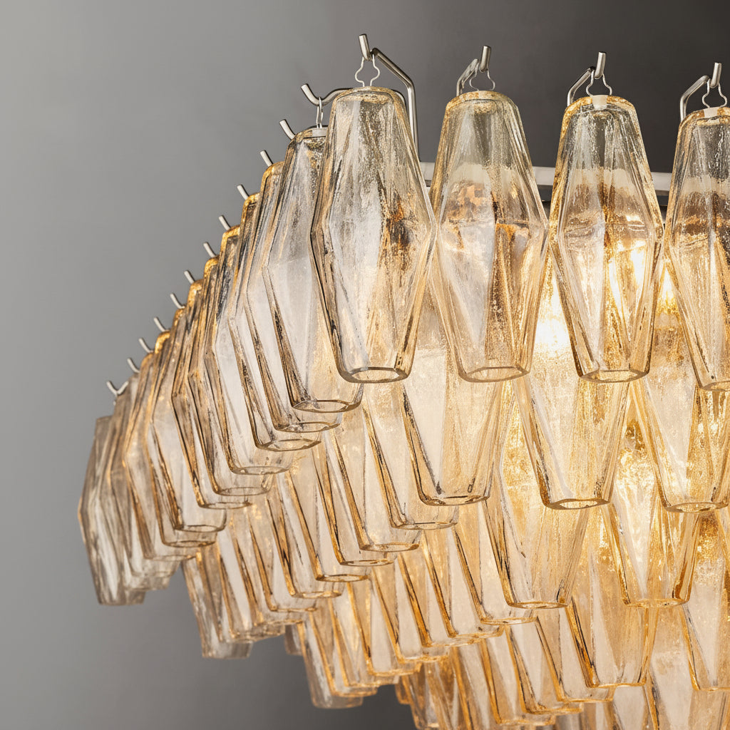 Tarin Clear Glass Tiered Rectangular Chandelier 54"
