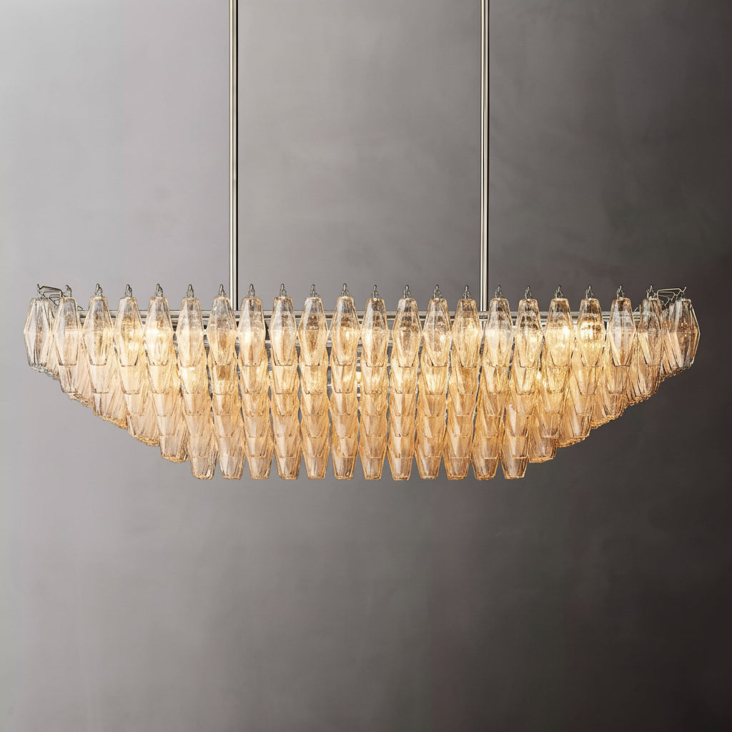 Tarin Clear Glass Tiered Rectangular Chandelier 54"