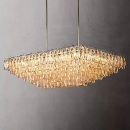 Tarin Clear Glass Tiered Rectangular Chandelier 54"