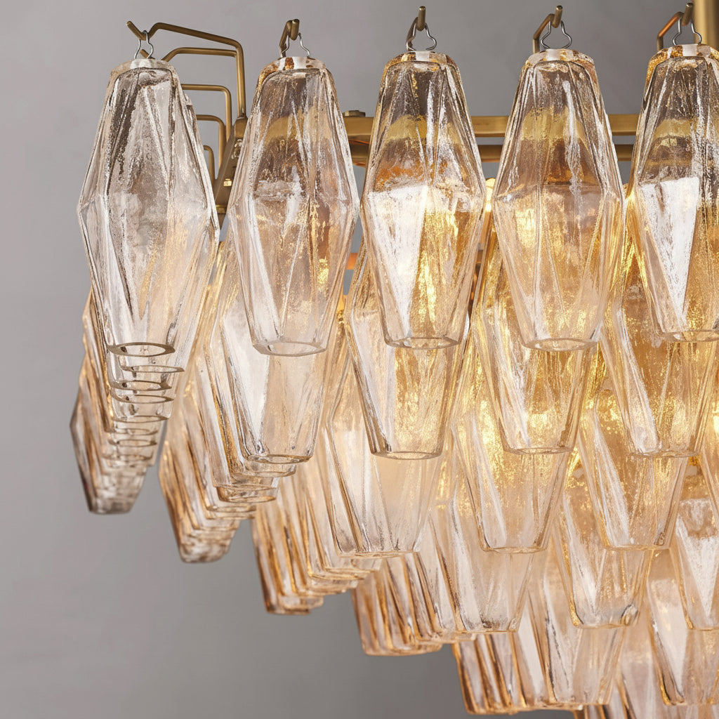 Tarin Clear Glass Tiered Rectangular Chandelier 54"