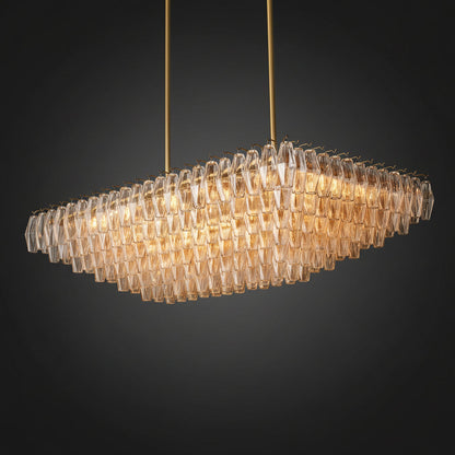 Tarin Clear Glass Tiered Rectangular Chandelier 54"