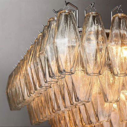 Tarin Clear Glass Tiered Rectangular Chandelier 74"