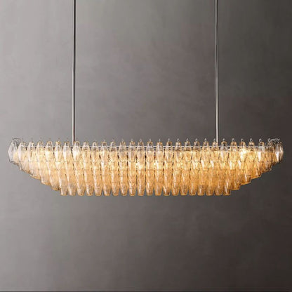 Tarin Clear Glass Tiered Rectangular Chandelier 74"