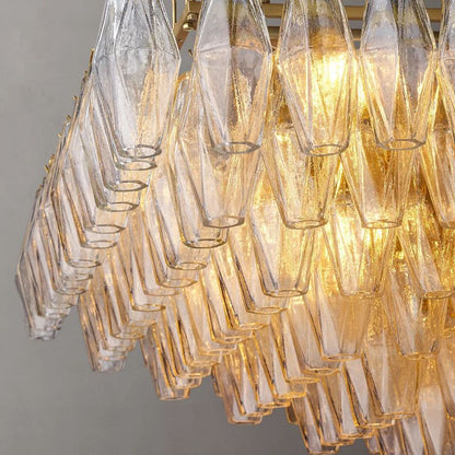 Tarin Clear Glass Tiered Rectangular Chandelier 74"
