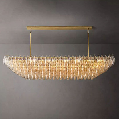 Tarin Clear Glass Tiered Rectangular Chandelier 74"