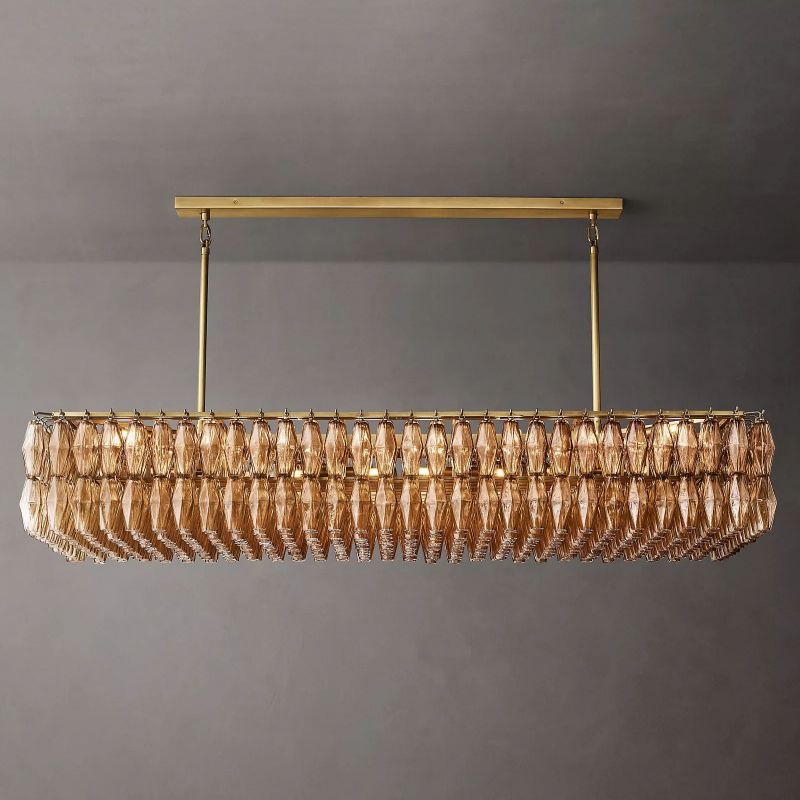 Tarin Smoke Glass Rectangular Chandelier 74"