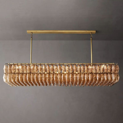 Tarin Smoke Glass Rectangular Chandelier 74"