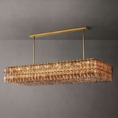 Tarin Smoke Glass Rectangular Chandelier 74"
