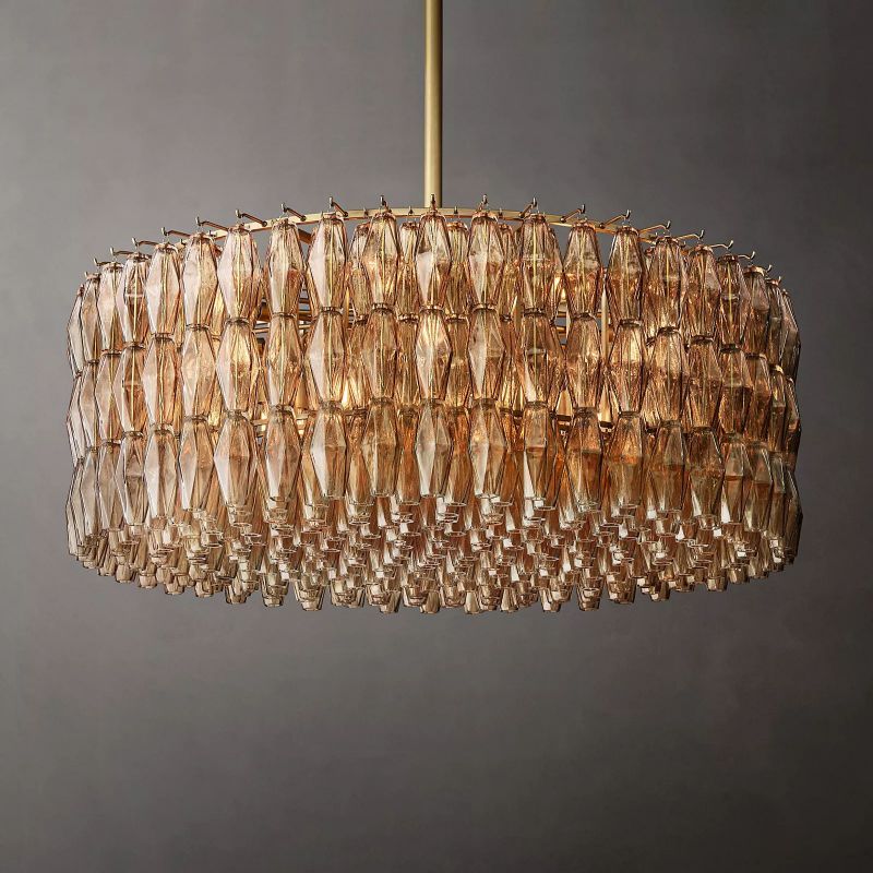 Tarin Smoke Glass Round Chandelier 47"