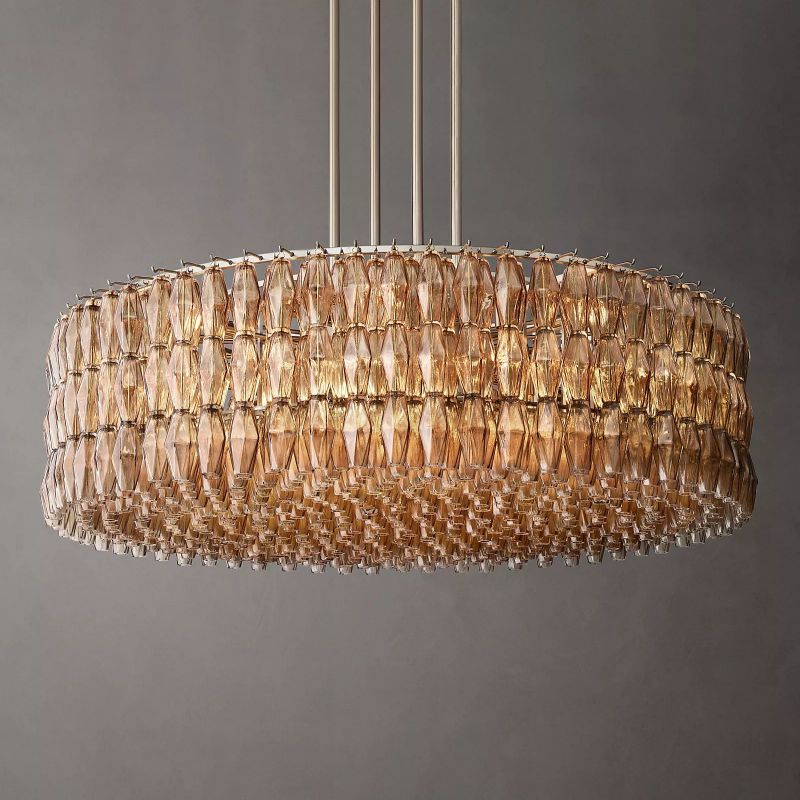 Tarin Smoke Glass Round Chandelier 62"