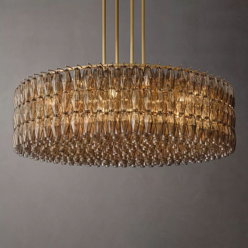 Tarin Smoke Glass Round Chandelier 62"