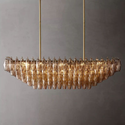 Tarin Smoke Glass Tiered Rectangular Chandelier 54"