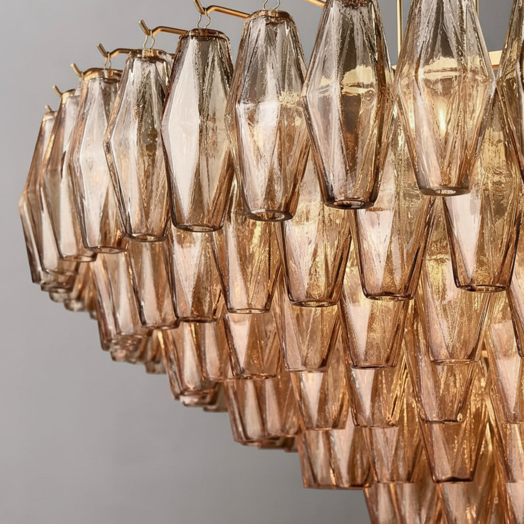Tarin Smoke Glass Tiered Round Chandelier 47"