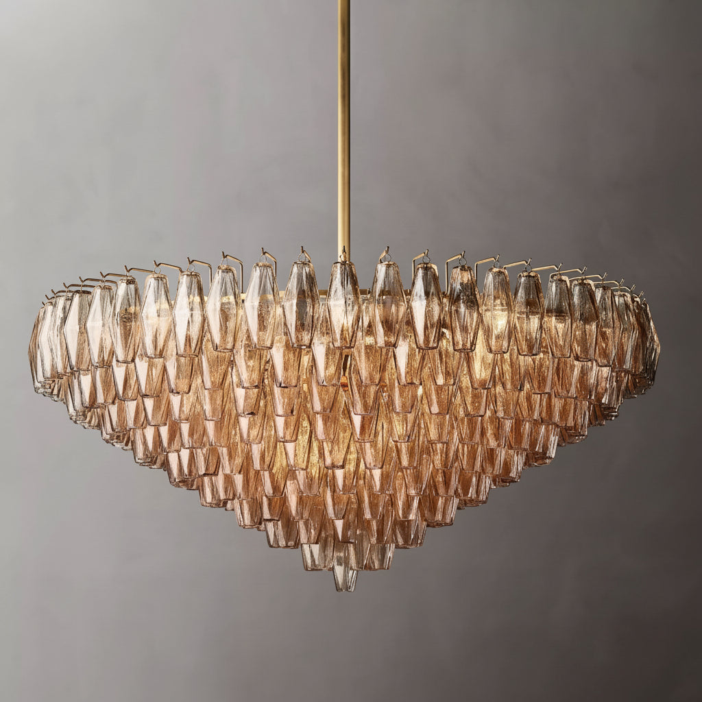 Tarin Smoke Glass Tiered Round Chandelier 47"