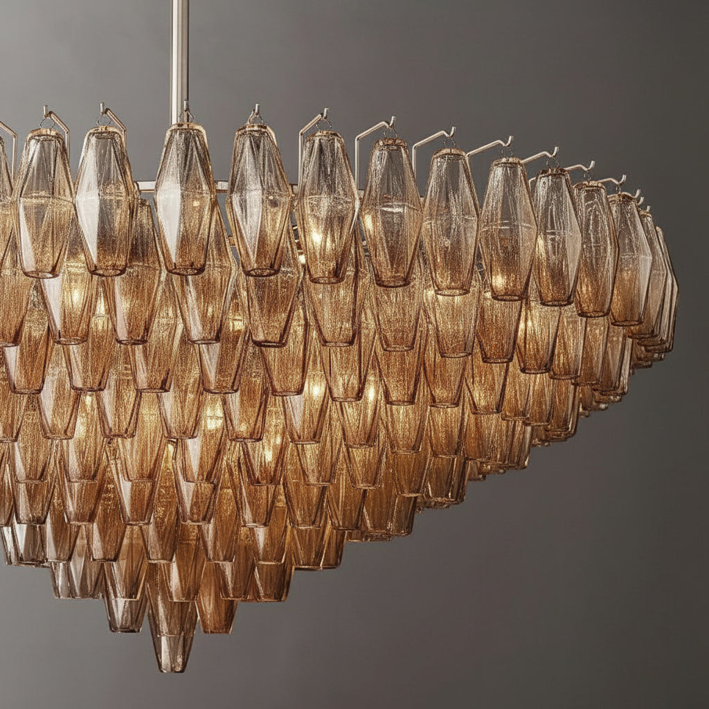 Tarin Smoke Glass Tiered Round Chandelier 47"