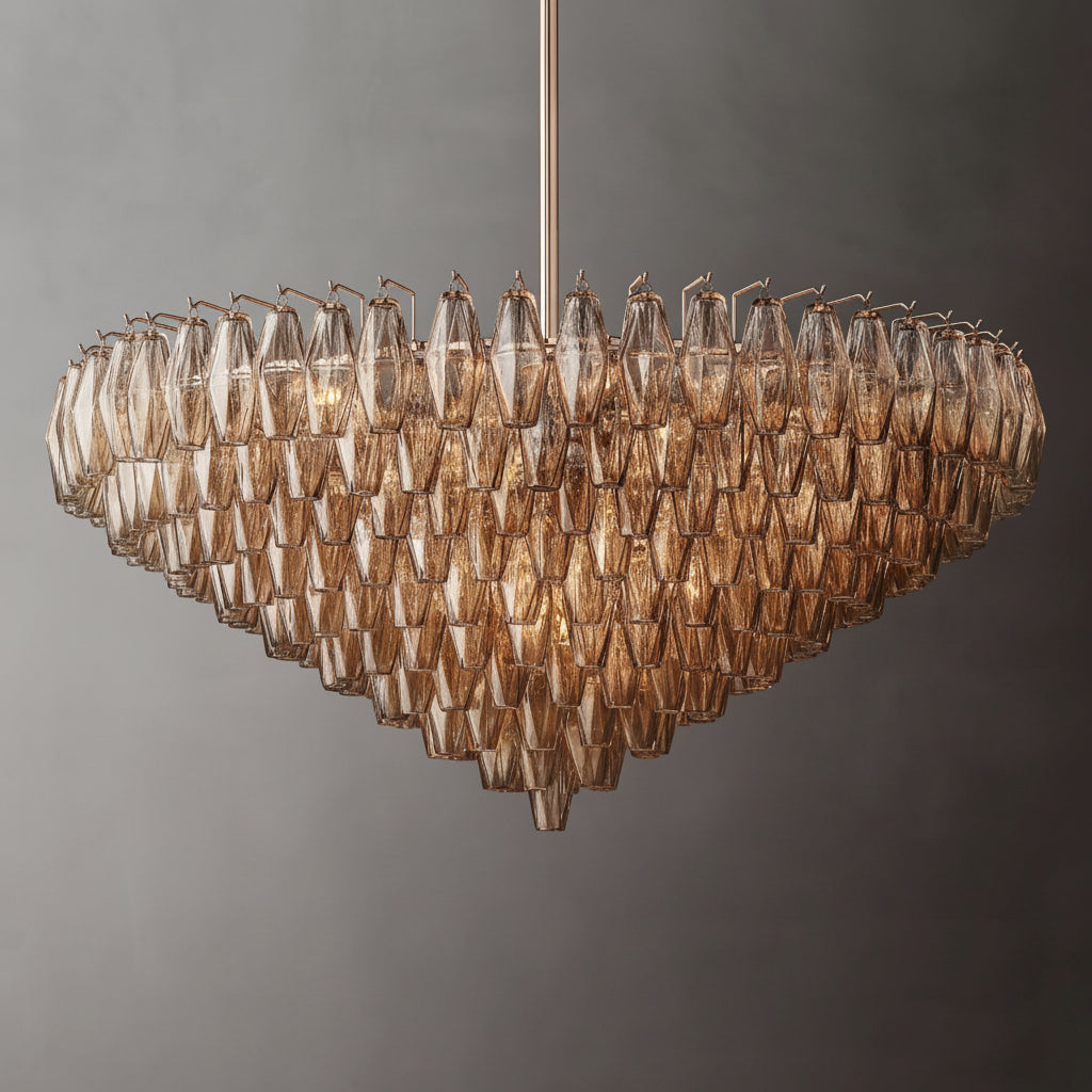 Tarin Smoke Glass Tiered Round Chandelier 47"