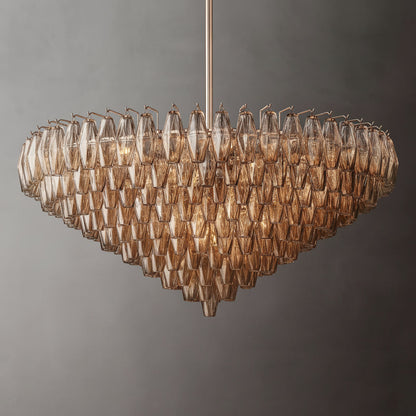 Tarin Smoke Glass Tiered Round Chandelier 47"