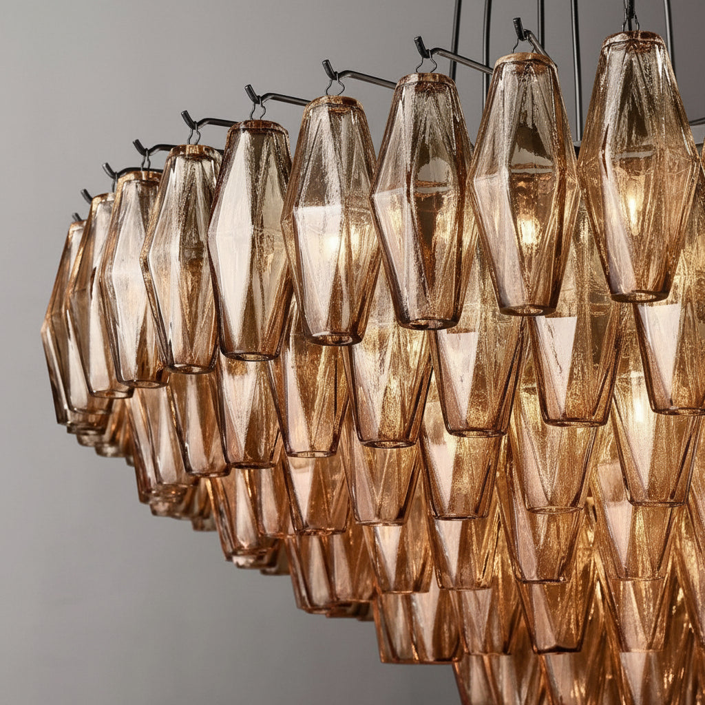 Tarin Smoke Glass Tiered Round Chandelier 47"