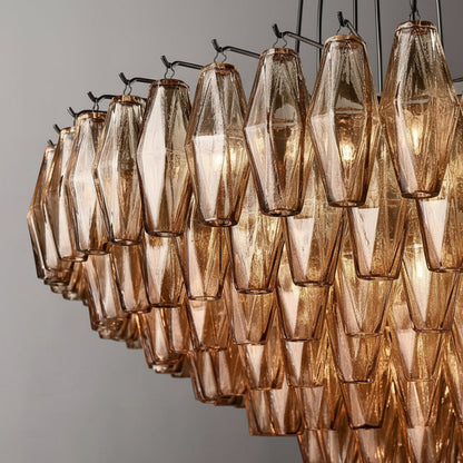 Tarin Smoke Glass Tiered Round Chandelier 47"
