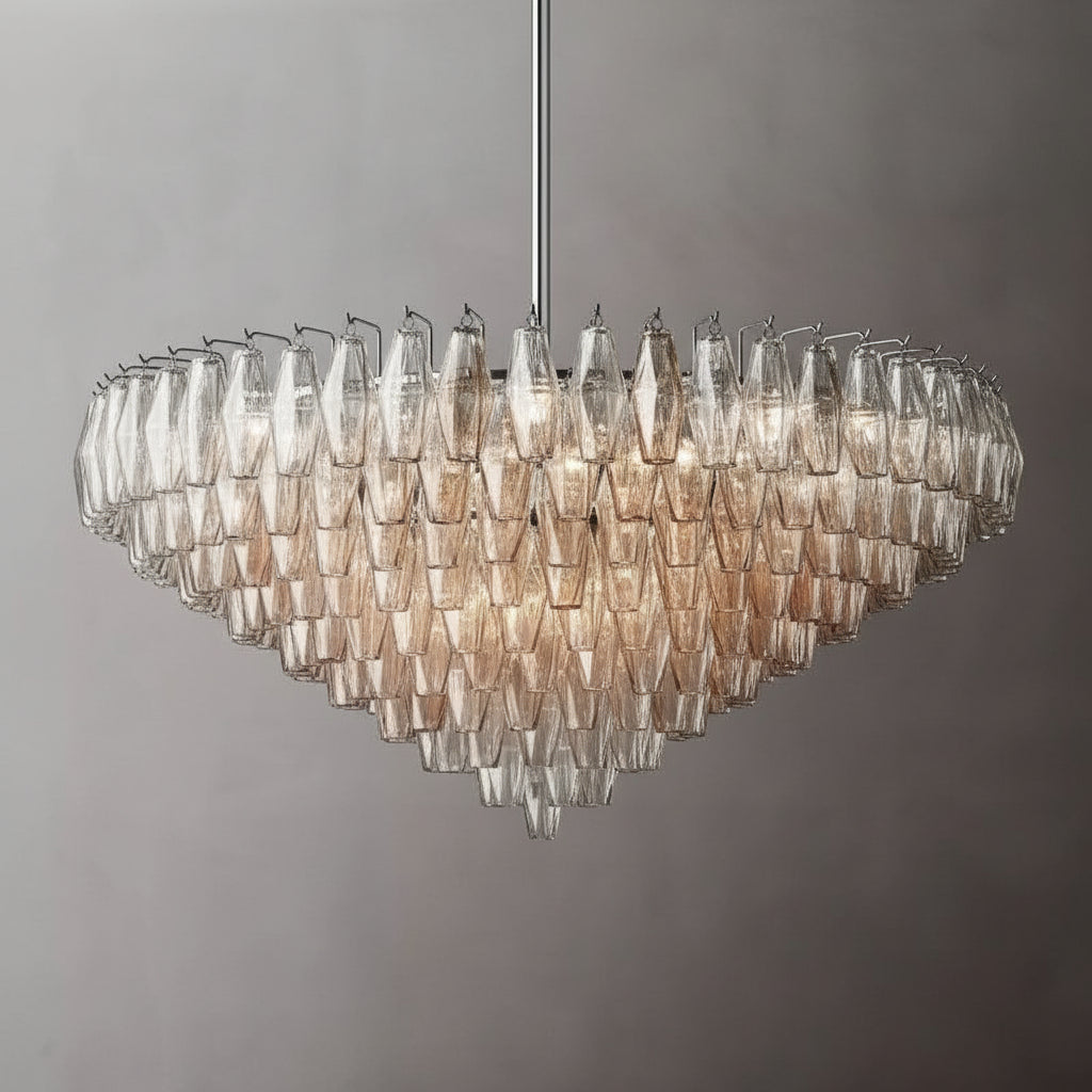 Tarin Smoke Glass Tiered Round Chandelier 47"