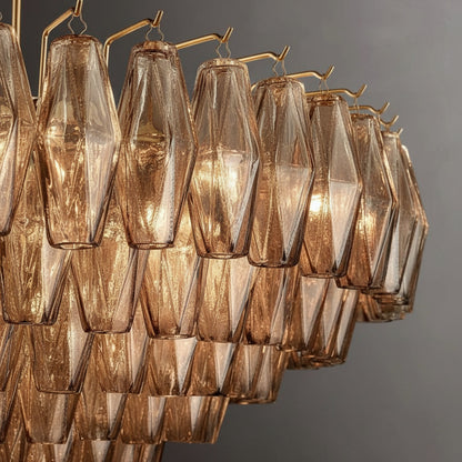 Tarin Smoke Glass Tiered Round Chandelier 62"