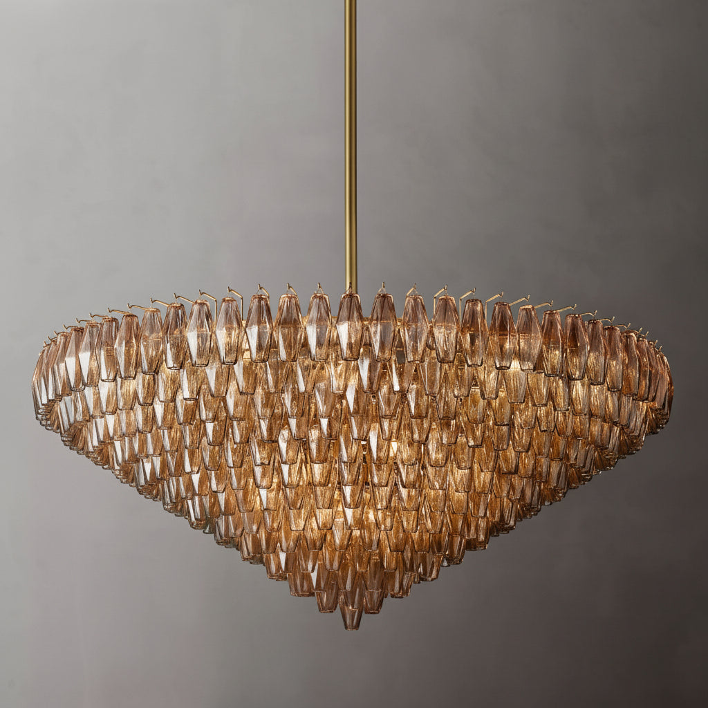 Tarin Smoke Glass Tiered Round Chandelier 62"