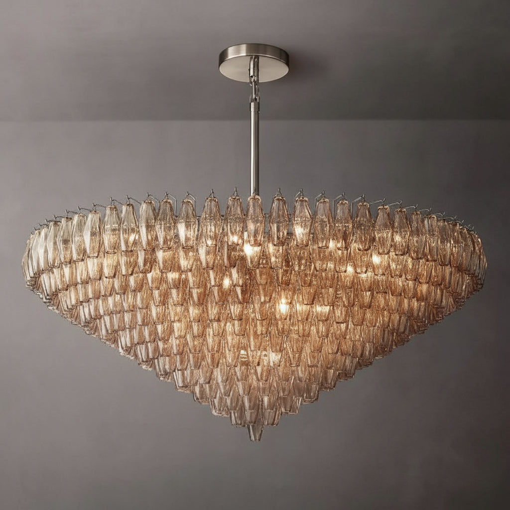 Tarin Smoke Glass Tiered Round Chandelier 62"
